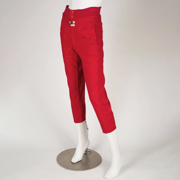 Marithe Francois Girbaud "CLOSED" 1980s Vintage Red Cotton Cropped Pants Sz S - Picture 1 of 6